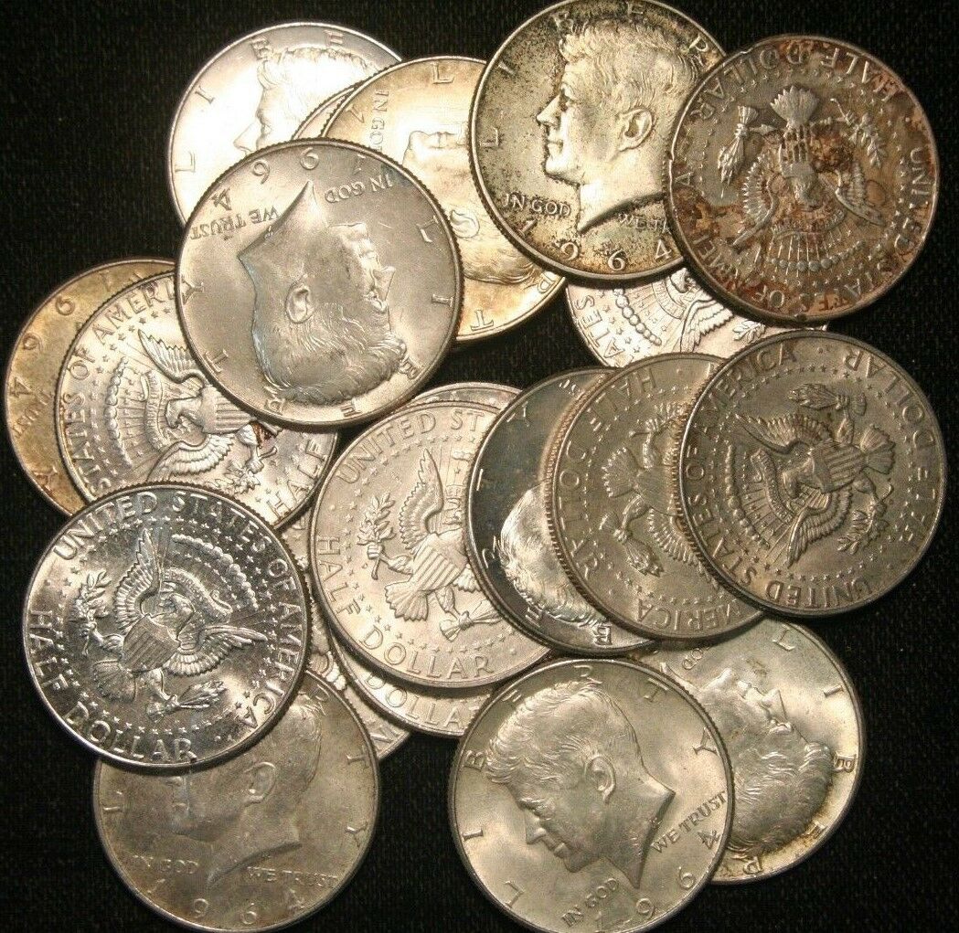 Kennedy Half Dollars 1964 , 90% Silver Coin Lot, Circulated, Choose How Many!