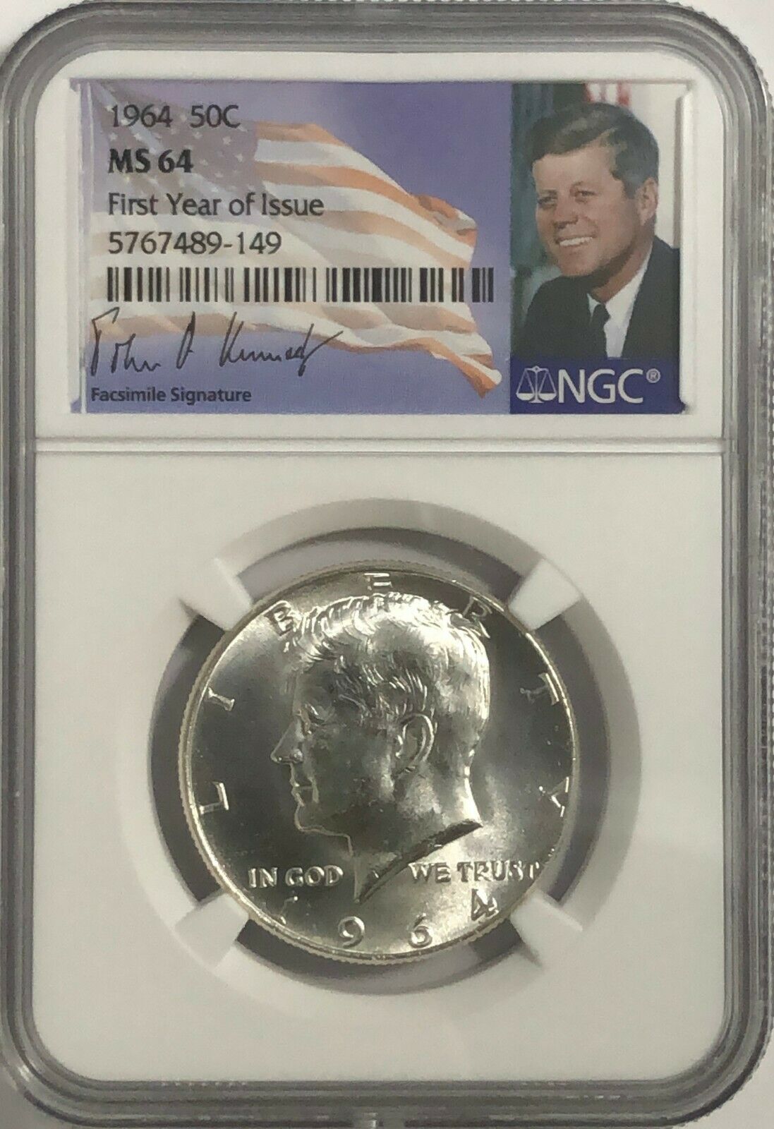 1964 P Ngc Ms64 Silver Kennedy Half Dollar First Year Issue Jfk Coin Signature
